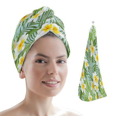 Frunze de palmier, plante tropicale verzi, baie din microfibră, prosop de păr cu uscare rapidă, duș moale pentru femei, instrumente de baie cu turban