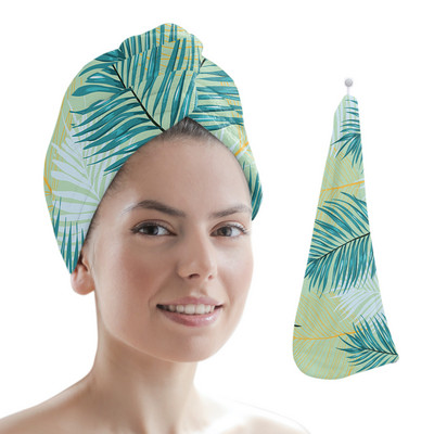 Frunze de palmier, plante tropicale verzi, baie din microfibră, prosop de păr cu uscare rapidă, duș moale pentru femei, instrumente de baie cu turban