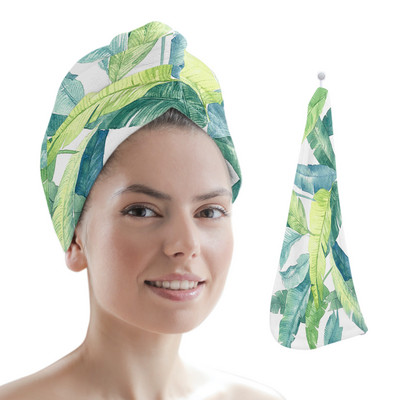 Frunze de palmier, plante tropicale verzi, baie din microfibră, prosop de păr cu uscare rapidă, duș moale pentru femei, instrumente de baie cu turban
