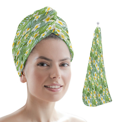 Frunze de palmier, plante tropicale verzi, baie din microfibră, prosop de păr cu uscare rapidă, duș moale pentru femei, instrumente de baie cu turban