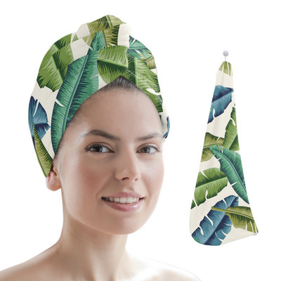 Frunze de palmier, plante tropicale verzi, baie din microfibră, prosop de păr cu uscare rapidă, duș moale pentru femei, instrumente de baie cu turban