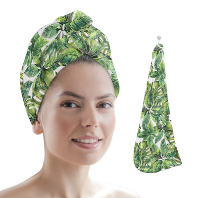 Frunze de palmier, plante tropicale verzi, baie din microfibră, prosop de păr cu uscare rapidă, duș moale pentru femei, instrumente de baie cu turban