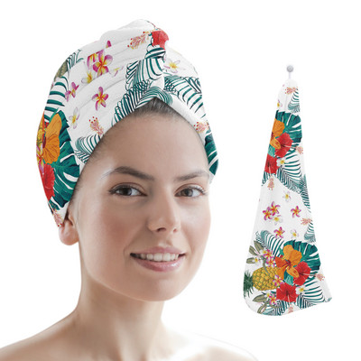 Frunze de palmier, plante tropicale verzi, baie din microfibră, prosop de păr cu uscare rapidă, duș moale pentru femei, instrumente de baie cu turban