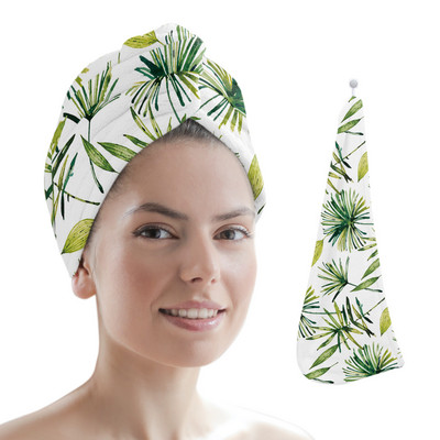 Frunze de palmier, plante tropicale verzi, baie din microfibră, prosop de păr cu uscare rapidă, duș moale pentru femei, instrumente de baie cu turban
