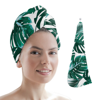 Frunze de palmier, plante tropicale verzi, baie din microfibră, prosop de păr cu uscare rapidă, duș moale pentru femei, instrumente de baie cu turban