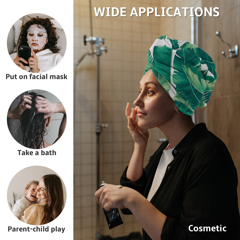 Frunze de palmier, plante tropicale verzi, baie din microfibră, prosop de păr cu uscare rapidă, duș moale pentru femei, instrumente de baie cu turban