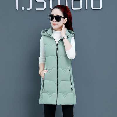 Vesta de dama model drept cu gluga si buzunar