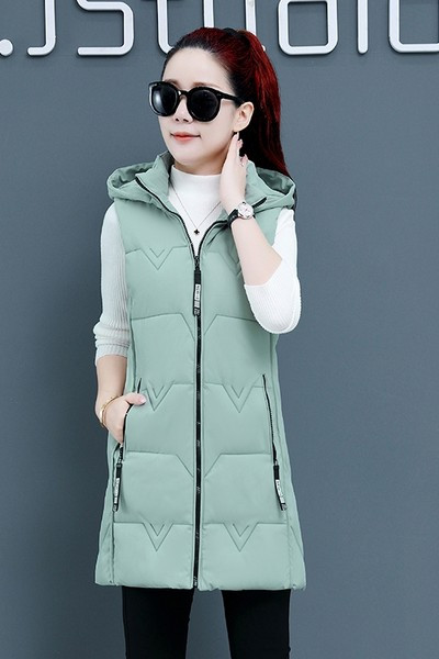 Vesta de dama model drept cu gluga si buzunar