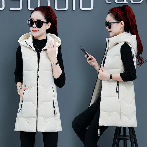 Vesta de dama model drept cu gluga si buzunar