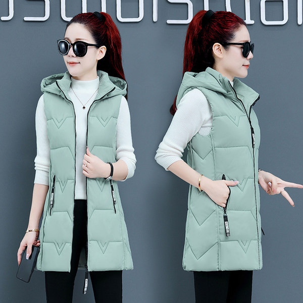 Vesta de dama model drept cu gluga si buzunar