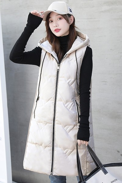 Lezser női hosszú mellény kapucnival három színben