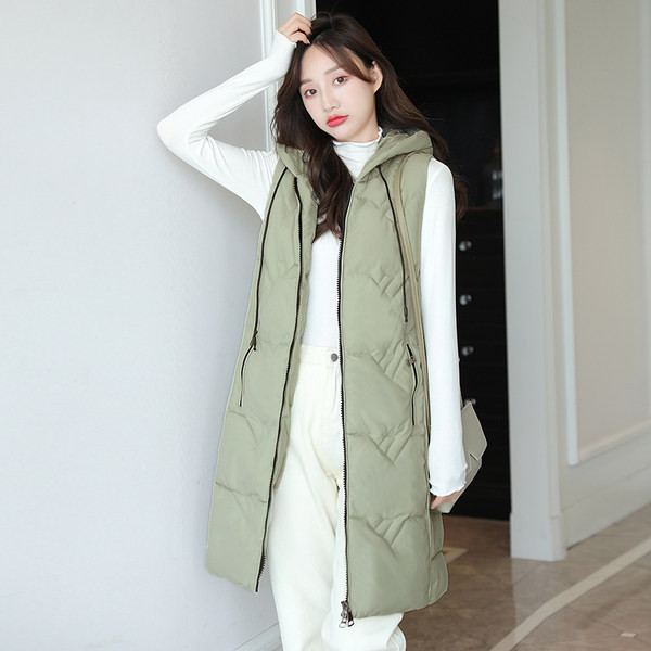 Lezser női hosszú mellény kapucnival három színben