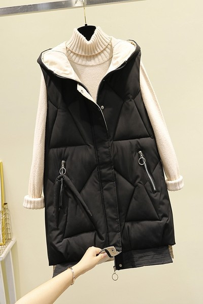 Vesta de dama cu gluga si fermoar