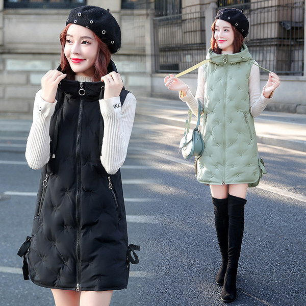 Jesenski prsluk s prošivenim efektom srednje dužine