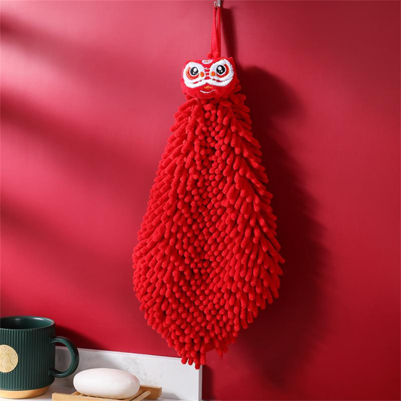 Prosop roșu de mână Chenille Prosop de mână Bucătărie Baie Prosop de mână Minge cu buclă de agățat Prosop din microfibră moale, absorbant, uscare rapidă