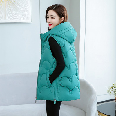 Vestă solidă pentru femei cu glugă