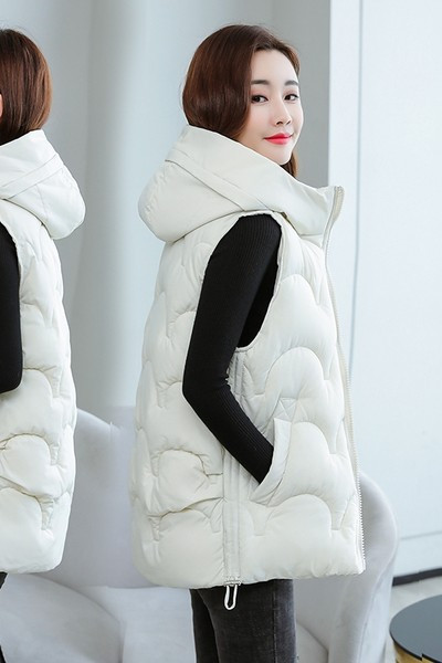 Vestă solidă pentru femei cu glugă