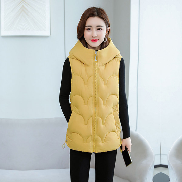 Vestă solidă pentru femei cu glugă