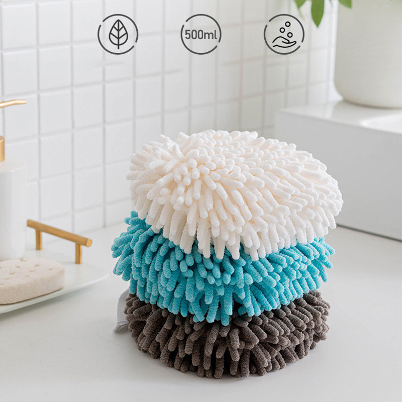 Nymfa šenilinė virtuvės rankšluosčių rutulys pakabinamas greitai džiūstantis minkštas sugeriantis mikropluošto rankšluostis Kūrybinis rankų valymo namų reikmenys