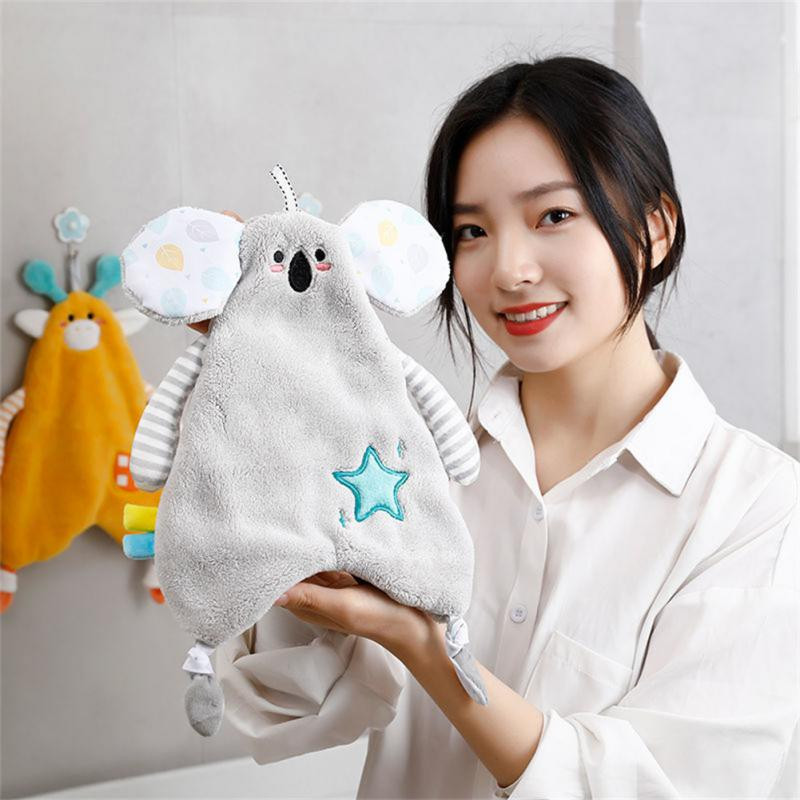 1 db Rajzfilm lógó kéztörlő puha korall gyapjú konyhai törölköző aranyos gyerekeknek gyerek baba gyorsan száradó fürdőlepedők fürdőszobai kiegészítők