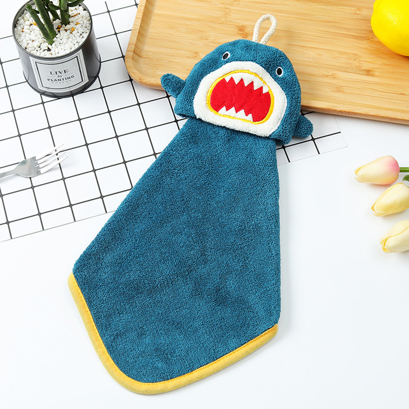 Naujas „Coral Fleece“ animacinių filmų „Shark“ serijos rankšluostis mielas ir kūrybingas namų virtuvės ir vonios sugeriantis rankšluostis