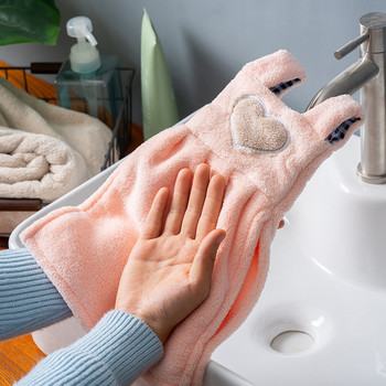 Κρεμάσιμες μαλακές πετσέτες χεριών με απορροφητικό φλις κοραλλιών Πετσέτες καθαρισμού μπάνιου κουζίνας Πετσέτες για κορίτσια που δεν αφήνουν χνούδια