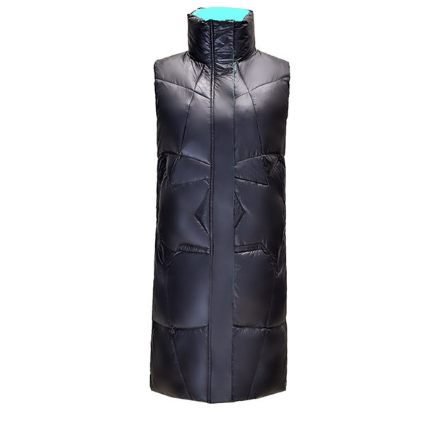 Vestă de damă cu căptușeală caldă și lungime până la genunchi