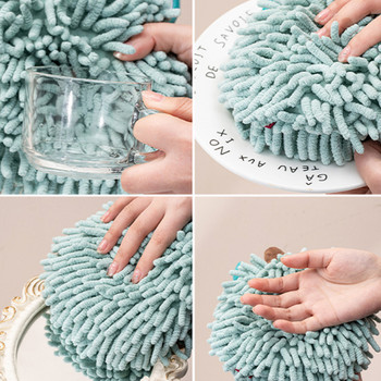 Симпатични животински кърпи за ръце от шенилна топка за кърпи за ръце с халки за закачване за кухня Бързосъхнещи меки абсорбиращи кърпи от микрофибър
