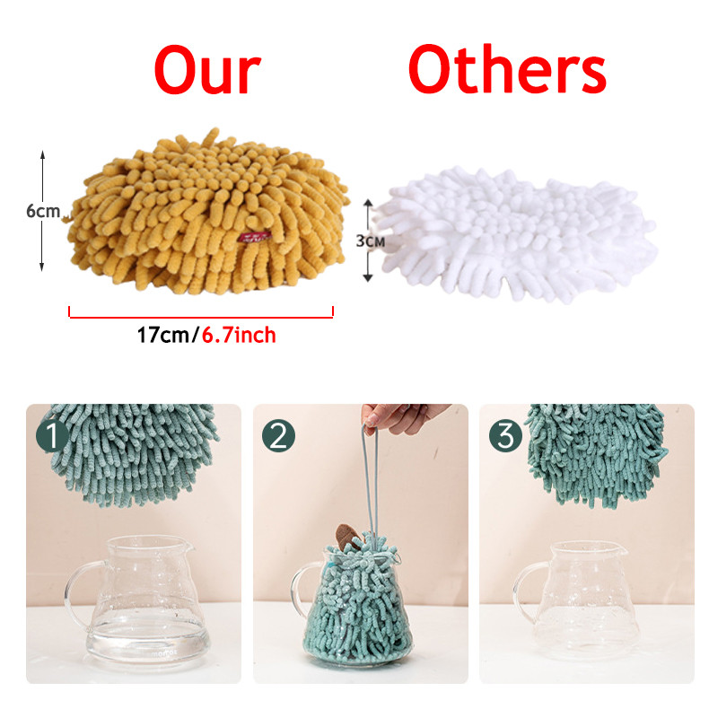 Mieli gyvūnų šeniliniai rankšluosčiai Nuvalykite rankšluosčių rutulį su pakabinamomis kilpomis virtuvėje greitai džiūstantys minkšti sugeriantys mikropluošto rankšluosčiai