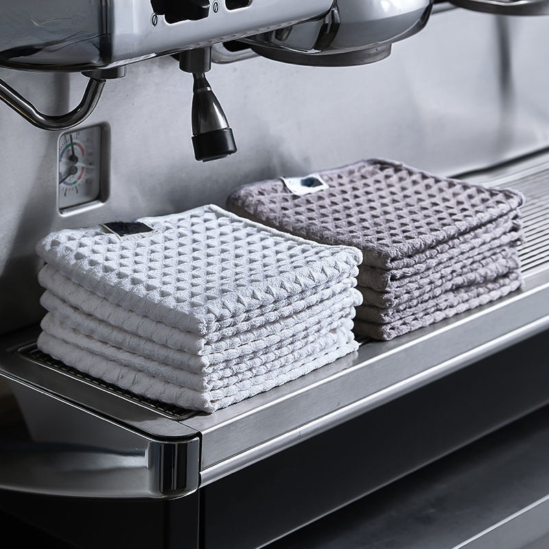 Barista Törölköző Tej Teabolt Kávéfőző Speciális rongy nedvszívó víz szösz nélkül tisztítókendő Fehér kis négyzet alakú törölköző