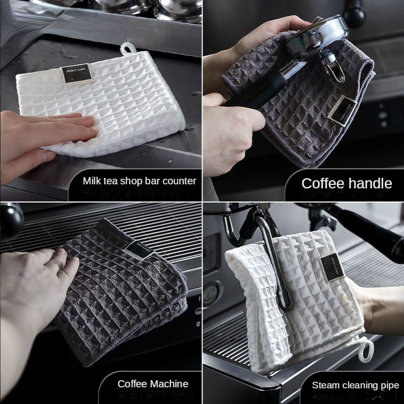 Barista Törölköző Tej Teabolt Kávéfőző Speciális rongy nedvszívó víz szösz nélkül tisztítókendő Fehér kis négyzet alakú törölköző