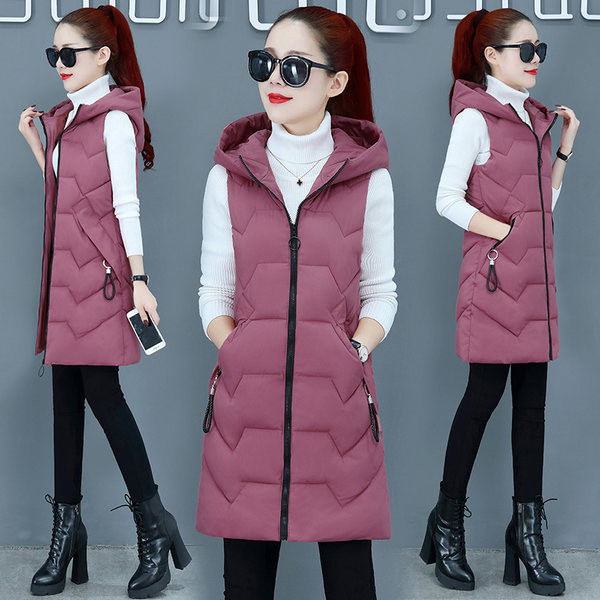 Naiste pikk vest - kapuutsi ja lukuga