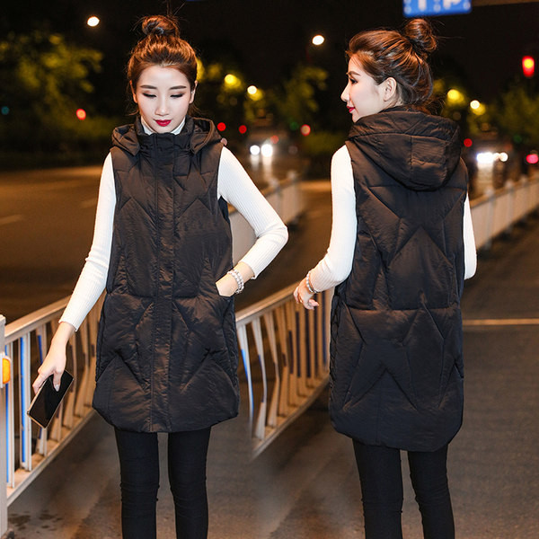 Vesta din bumbac cu gluga - lungime medie