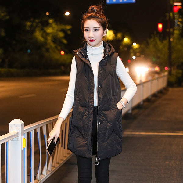 Vesta din bumbac cu gluga - lungime medie