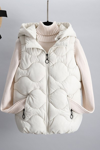 Ženski casual prsluk s džepom i kapuljačom