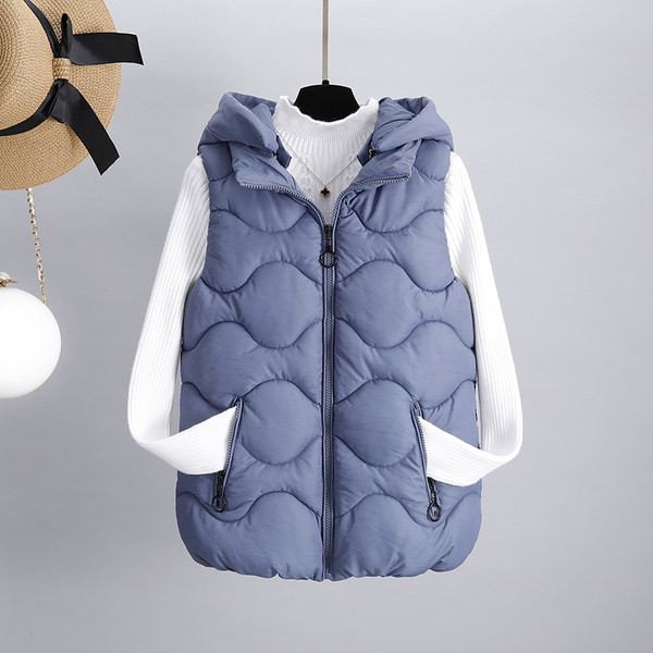 Ženski casual prsluk s džepom i kapuljačom