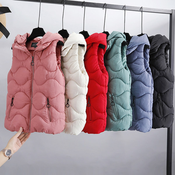 Ženski casual prsluk s džepom i kapuljačom