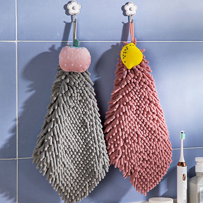 Šeniliniai minkšti rankšluosčiai Animacinių filmų vonios kambario virtuvės rankšluosčiai su pakabinamomis kilpomis Greitai džiūstantys Super sugeriantys mikropluošto šluostės