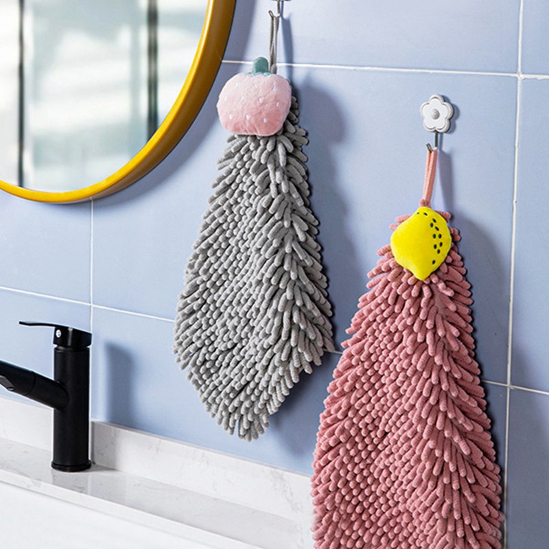 Šeniliniai minkšti rankšluosčiai Animacinių filmų vonios kambario virtuvės rankšluosčiai su pakabinamomis kilpomis Greitai džiūstantys Super sugeriantys mikropluošto šluostės