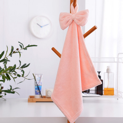 Kreatív csavart csípős kéztörlő tiszta színű puha korall gyapjú törölközők akasztópánttal konyhai háztartási tisztítókendő