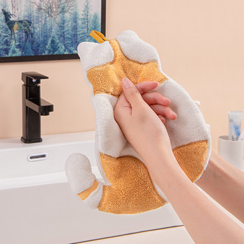 1 τεμάχιο κουζίνας Coral fleece πετσέτα χεριών για παιδιά Χαριτωμένο πανί καθαρισμού πετσετών Παχύ πανί καθαρισμού μπορεί να απορροφηθεί