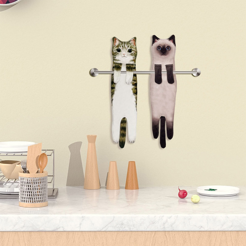 Puha macska kéztörölközők Fürdőszoba dekoratív macska alakú törölközők macska szerelmeseinek Ajándékok Tartós, kényelmes nedvszívó törölközők