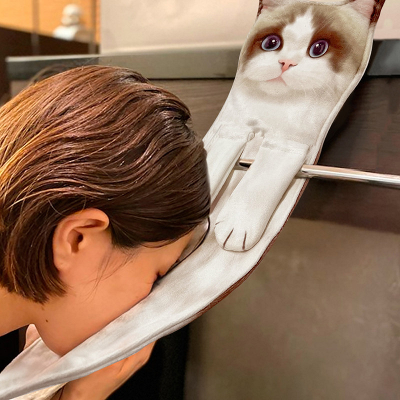 Puha macska kéztörölközők Fürdőszoba dekoratív macska alakú törölközők macska szerelmeseinek Ajándékok Tartós, kényelmes nedvszívó törölközők