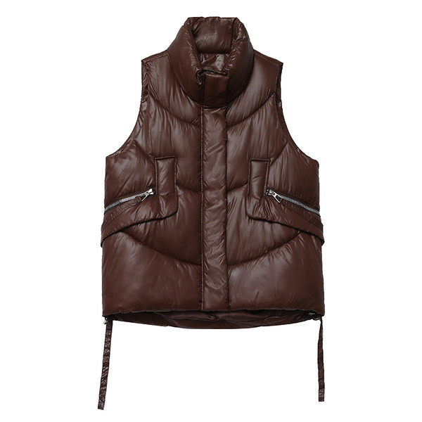 Női mellény széles modell fűzővel és zsebbel