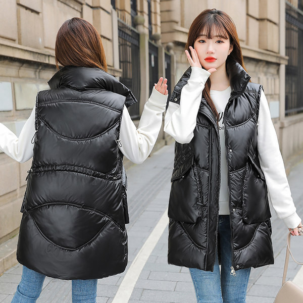 Vesta de dama model nou cu lungime medie si guler inalt