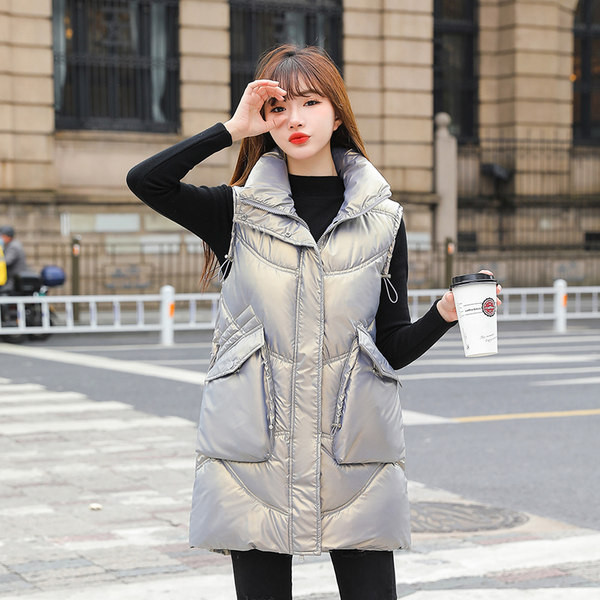 Vesta de dama model nou cu lungime medie si guler inalt