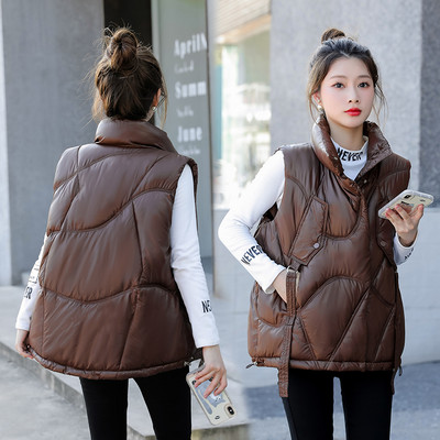 Ženski jesensko-zimski prsluk slobodnog uzorka s džepom i patentnim zatvaračem