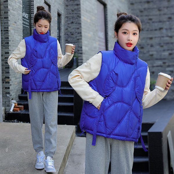 Ženski jesensko-zimski prsluk slobodnog uzorka s džepom i patentnim zatvaračem