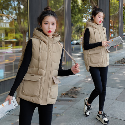 Vesta de dama cu buzunar si gluga