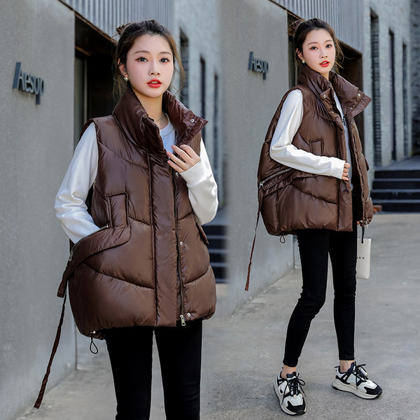 Női mellény széles modell fűzős és zsebes